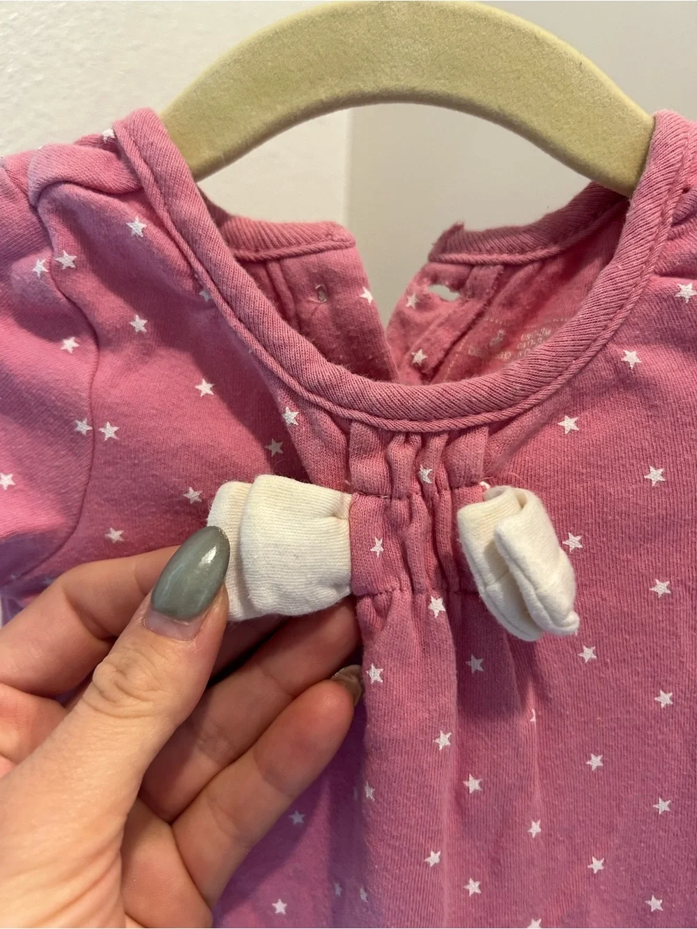 Baby Gap Pink & White Star One-Piece Romper with Bow
